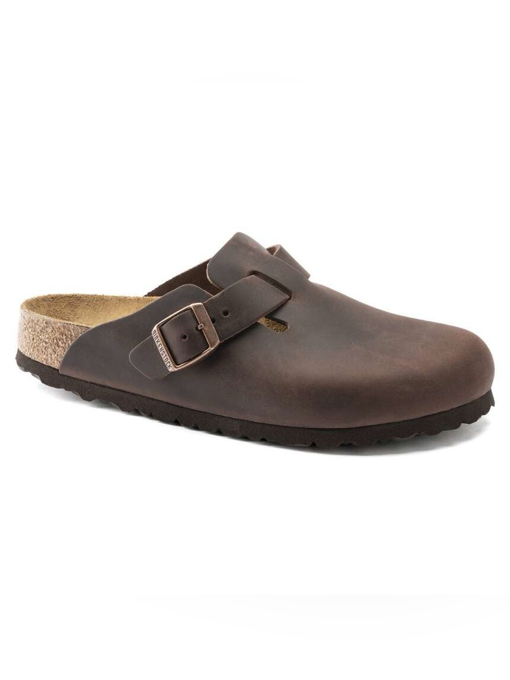 Birkenstock Boston Men's Dark Brown Leather Clog with Buckle